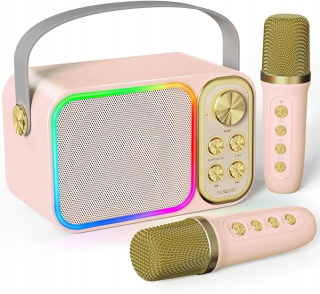 Karaoke set pre deti, 2 bezdrôtové mikrofóny, LED reproduktor